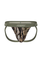 Coyote brand camouflage jockstrap with olive waistband, men's underwear