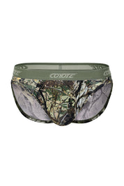 Coyote brand camouflage men's briefs with forest print and olive waistband