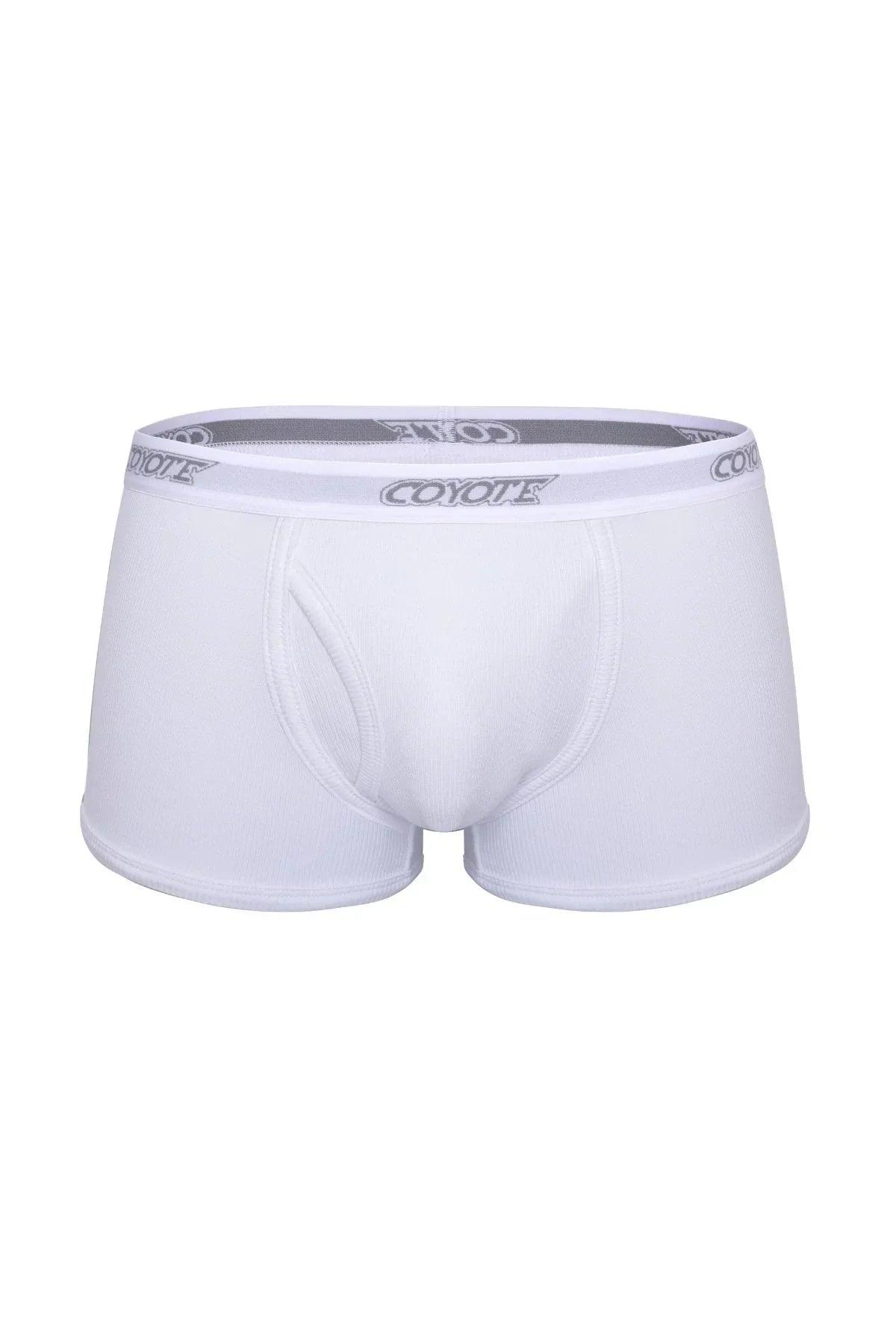 White men's trunk underwear with a contoured pouch and branded elastic waistband