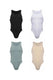 Set of four cotton ribbed men's bodysuits in black, white, light blue, and beige.