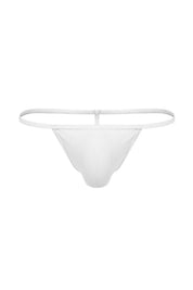 White cotton ribbed T-string thong underwear for men on white background