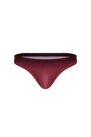Bronze men’s swim brief with a sleek, low-rise fit and smooth, stretchy fabric on white background.