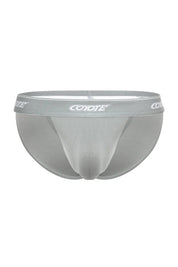 Steel grey men's sport brief underwear with contour pouch and bold waistband logo