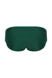 Forest green men's low-rise briefs with smooth fit and contoured design