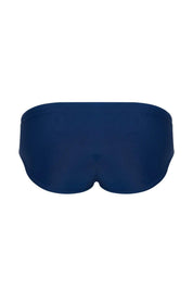 Navy blue men's bikini underwear with smooth fit and contoured design