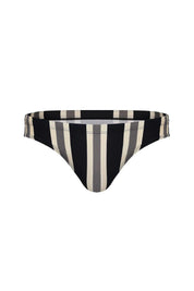 Men's striped bikini underwear in black, gray, and cream — bold, comfortable, and sexy design.
